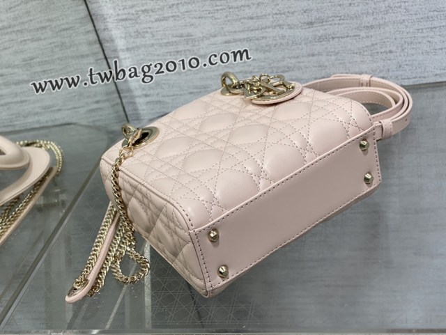 Dior专柜新款Lady女包迪奥顶级原单三格胭脂粉色Classic Lady戴妃包 djfk1219